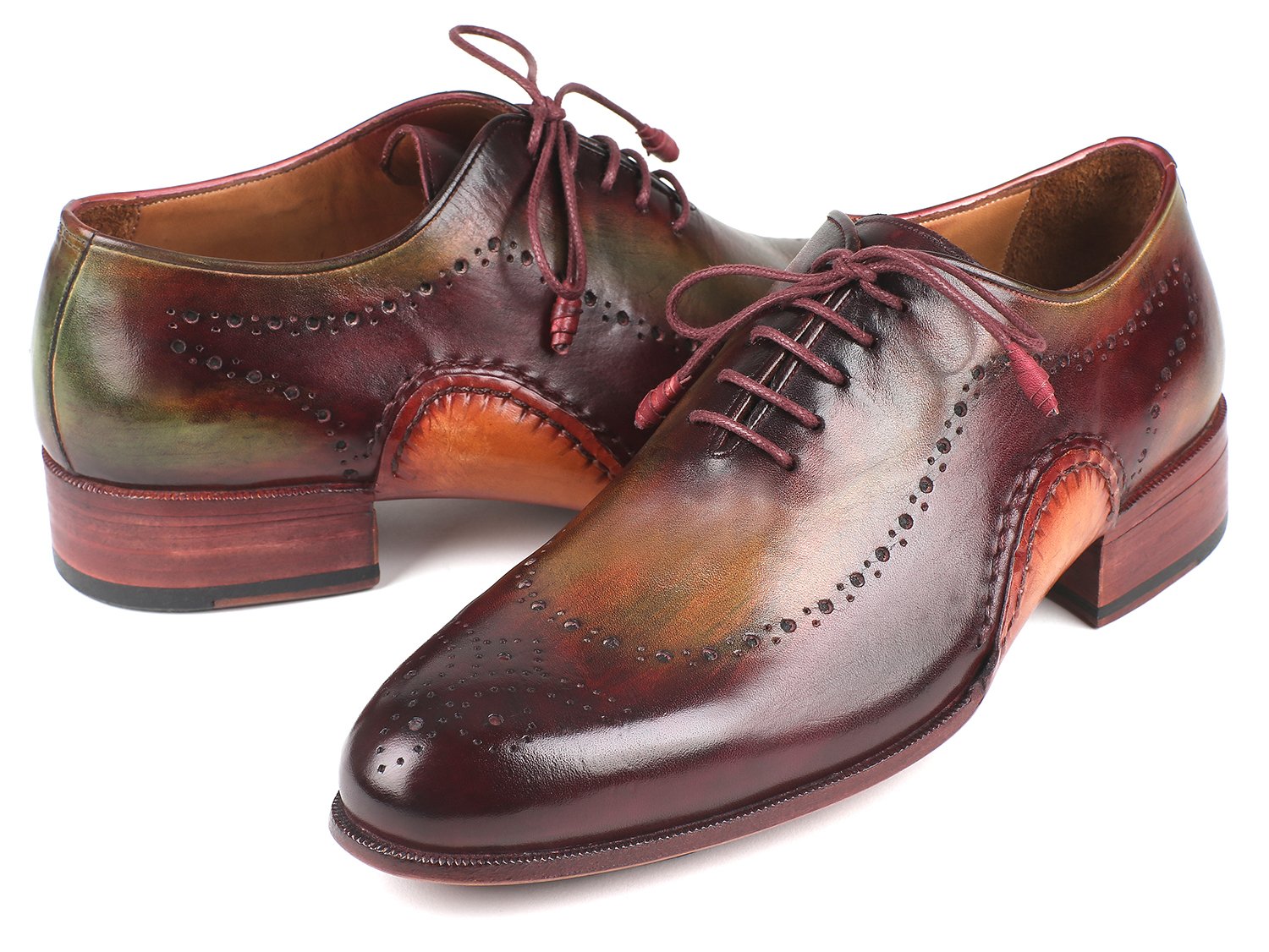 Paul Parkman 726 Green / Burgundy Oxfords Shoes.